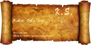 Kahr Sára névjegykártya